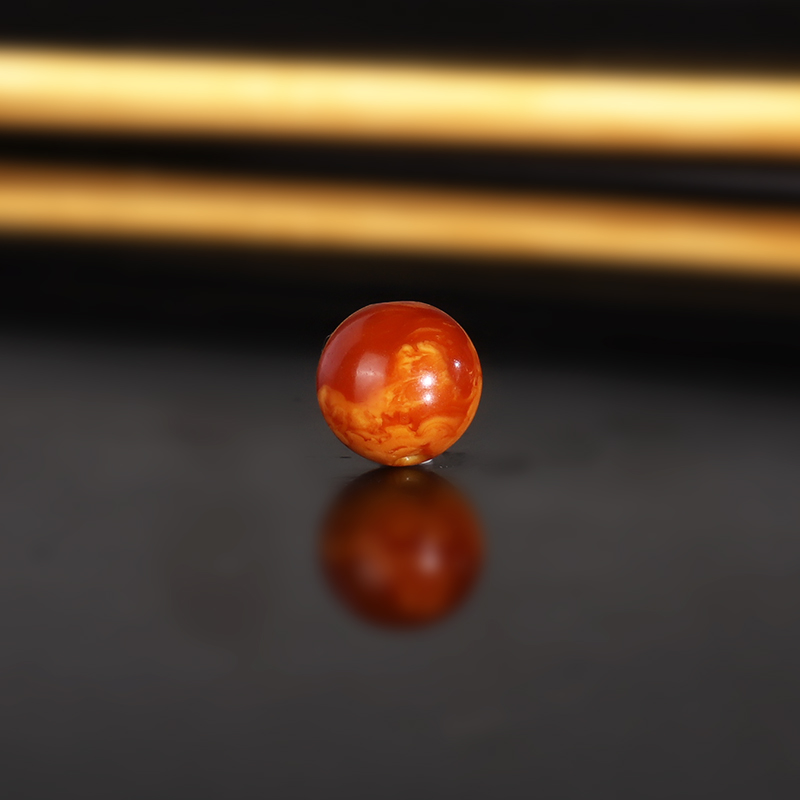 天然云端老蜡LLY60 直径8.1mm 红皮满蜡俄料古董老蜜蜡配珠散珠