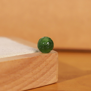 天然碧玉散珠镂空珠9mm+俄料碧玉阳绿 手串项链单珠配饰大孔珠