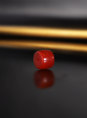 原矿天然川料牛血火焰红南红散珠隔珠 直径8.6x6.5mm879号 直切