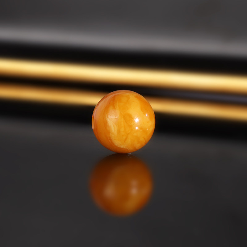 天然老蜜蜡单珠LLY43 直径14.1mm 收藏俄料古董老蜡散珠满蜜满蜡