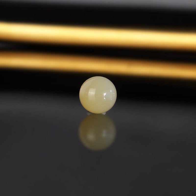 天然新疆且末糖料和田玉糖白散珠7.8mm 2335号羊脂玉单珠配珠隔珠