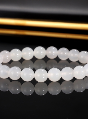 天然和田玉白玉手串8mm单圈 羊脂白玉圆珠高冰冰种素圈WQ15号