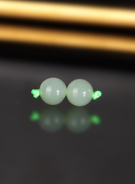 天然俄料和田玉粉青散珠6mm 2180号 冰底羊脂玉碧玉配珠隔珠对珠