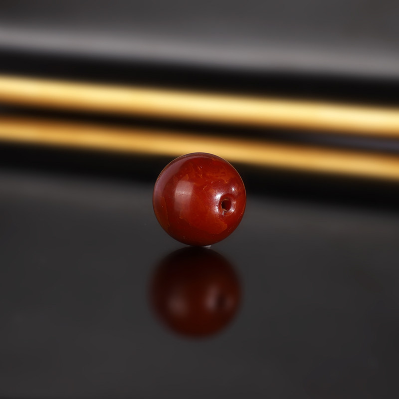 天然老蜜蜡单珠LLY48 直径12.9mm 收藏俄料红皮古董老蜡散珠配珠