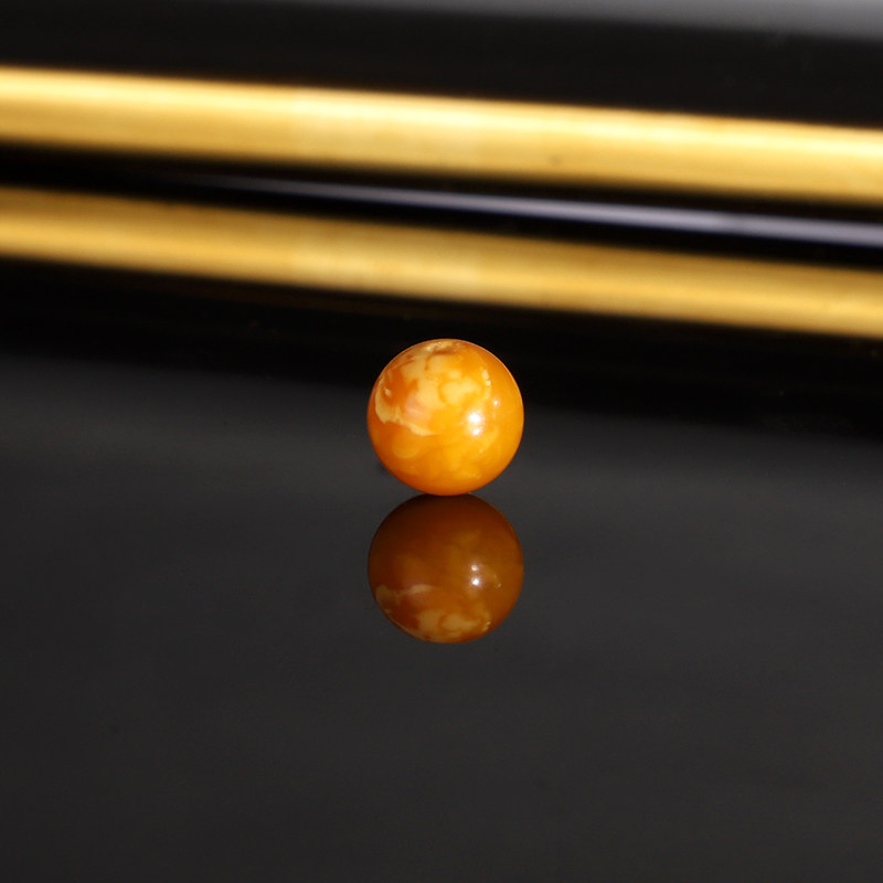 天然俄料老蜡散珠8.3mm 3150号 古董老蜜蜡橘色配珠隔珠 一物一图