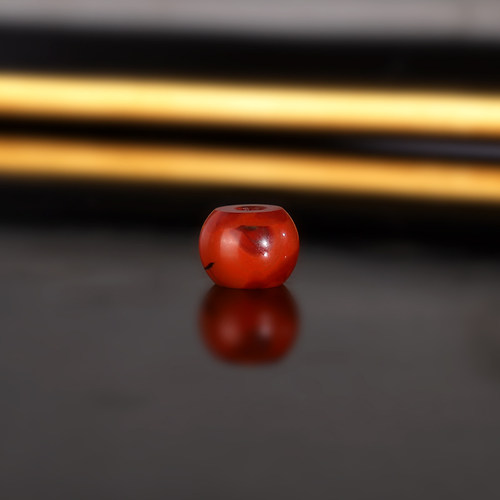 原矿九口铁皮包浆料南红散珠 9x6.8mm 286号 大孔珠 川料单珠配珠
