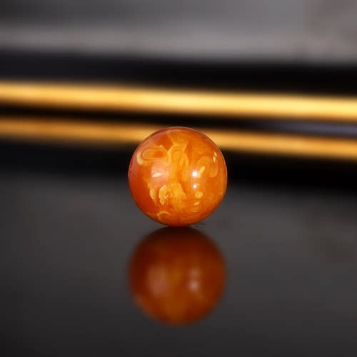 天然云端老蜡妖花单珠 直径15mm 311号 天花板古董老蜜蜡散珠证书