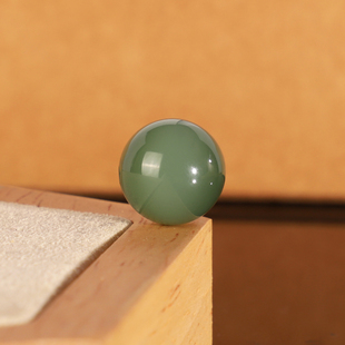 天然毕业级碧玉鸭蛋青猫眼散珠12.9mm 2041号和田玉单珠配珠圆珠