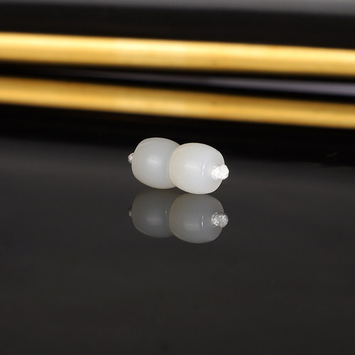 天然新疆和田玉直切散珠7mm 3391号 羊脂玉白玉配珠隔珠 一物一图