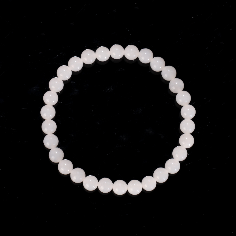 天然俄料和田玉手串6mm WL51号 高货羊脂白玉手链单圈珠串