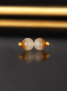 天然新疆且末糖料和田玉糖白散珠6mm一对 2117号 羊脂玉配珠隔珠