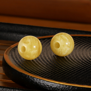 俄料蜜蜡散珠 大孔珠 孔道2-3mm精修孔道单珠配饰配珠DIY精工