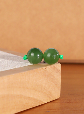 天然俄料碧玉散珠6mm 1504号 阳绿和田玉配珠隔珠