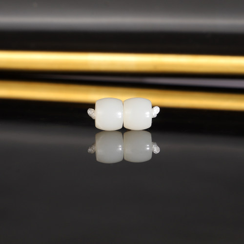 天然新疆和田玉直切散珠7mm 3335号 羊脂玉白玉配珠隔珠 一物一图