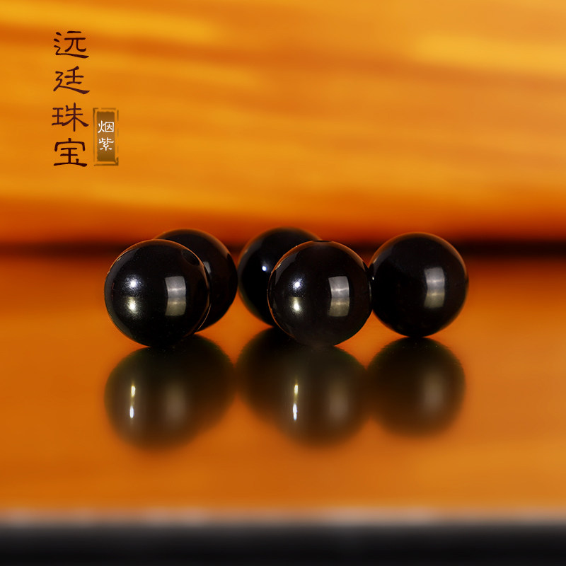 新疆和田玉烟紫单珠12mm散珠 帝王紫 羊脂玉配饰 浓烟紫配珠 - 实物图