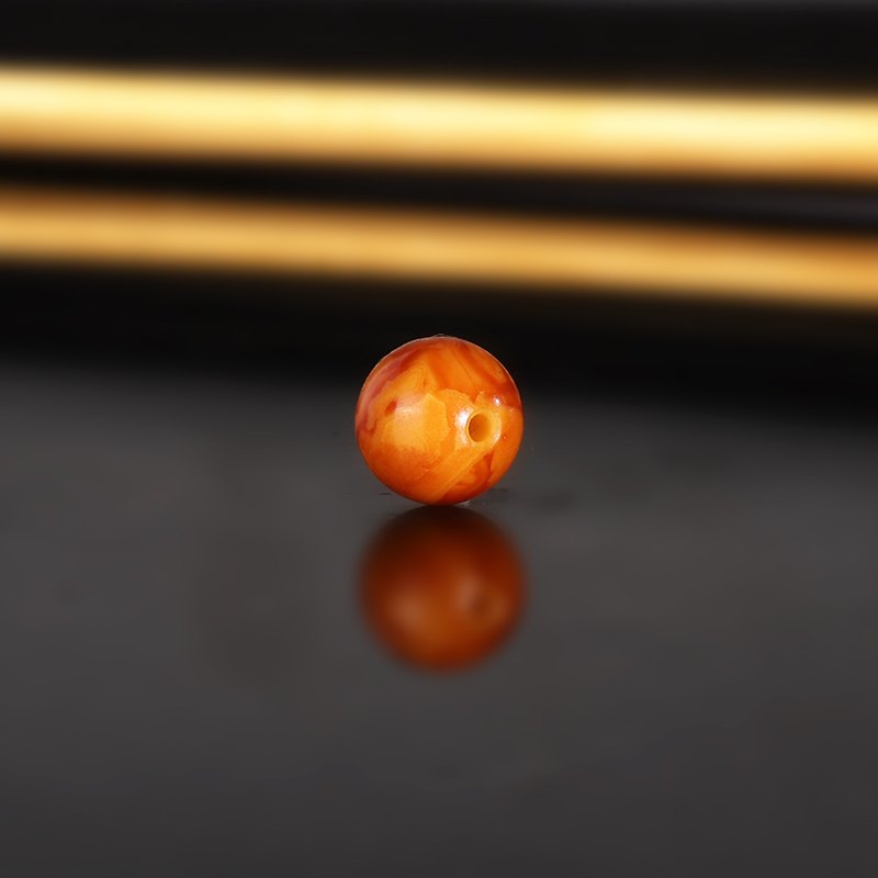 天然云端老蜡LLY58 直径8mm 红皮满蜡俄料古董老蜜蜡配珠散珠