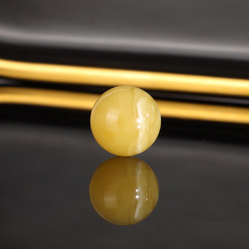 天然俄料蜜蜡散珠16.1mm 2822号 鸡油黄白花配珠单珠 一物一图