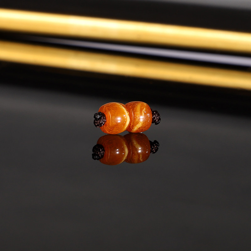 天然俄料老蜡直切散珠6x4.7mm 2891号 鸡油黄橘色红皮蜜蜡配珠