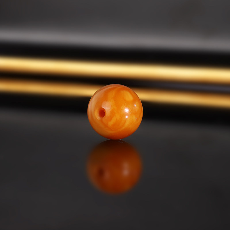 天然老蜜蜡单珠LLY41 直径14.4mm 收藏俄料古董老蜡散珠满蜜满蜡