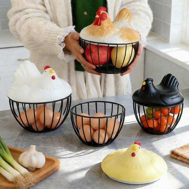 创意母鸡铁编篮子鸡蛋收纳摆件厨房用具桌面装饰水果食物整理筐,收纳整理,鸡蛋筐,淘宝优惠券,粉丝福利购,淘宝优惠卷