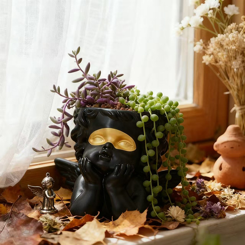 北欧托脸天使花盆摆件客厅桌面装饰品办公室家居软装绿植花器摆件,家居饰品,花瓶,淘宝优惠券,粉丝福利购,淘宝优惠卷
