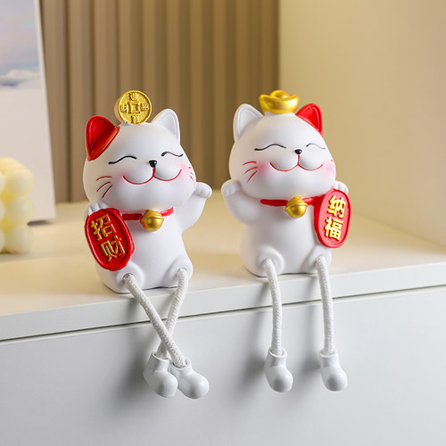 可爱吊脚招财纳福猫家居饰品摆件