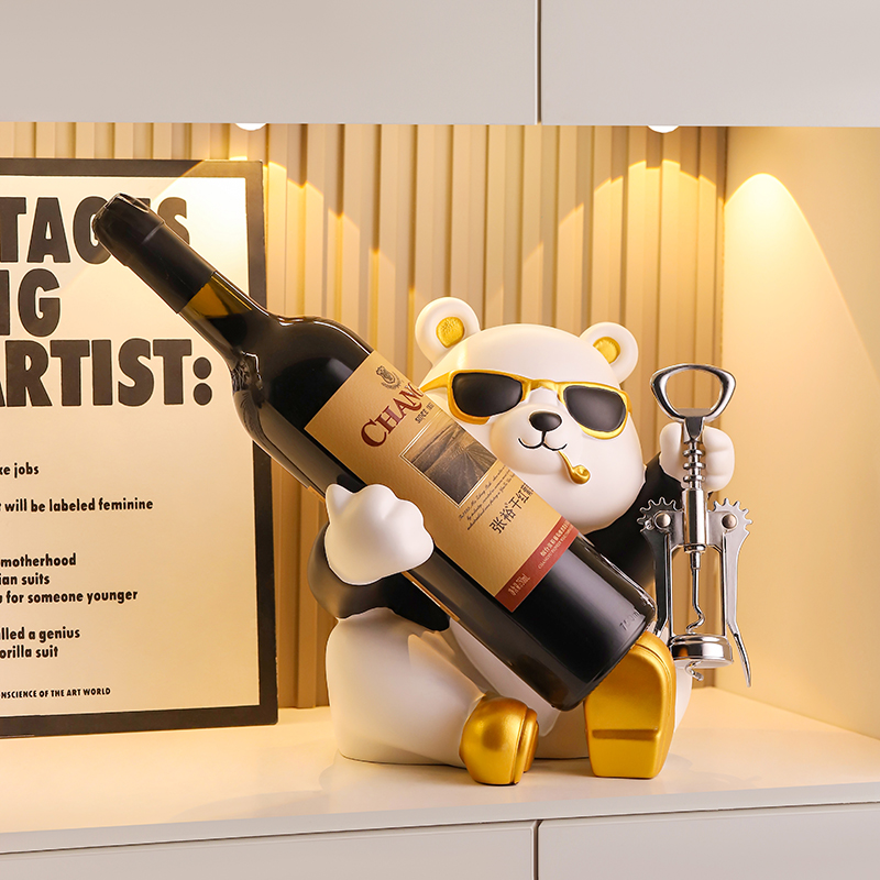 暴力熊轻奢高档红酒架酒柜装饰品摆件现代客厅电视餐边柜家居饰品
