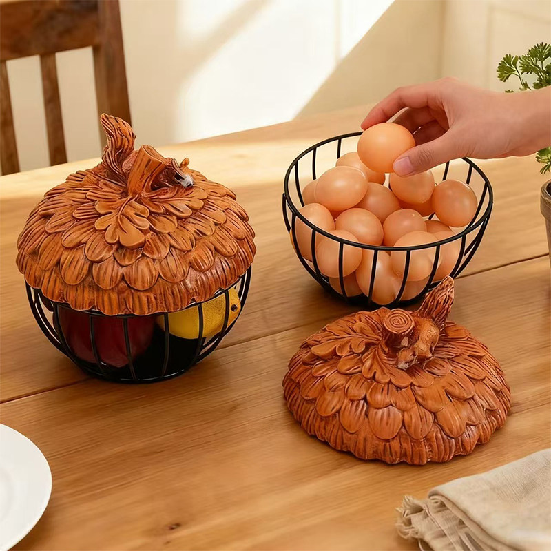 创意松鼠铁编篮子鸡蛋收纳摆件厨房用具桌面装饰摆件水果食物整理,收纳整理,鸡蛋筐,淘宝优惠券,粉丝福利购,淘宝优惠卷