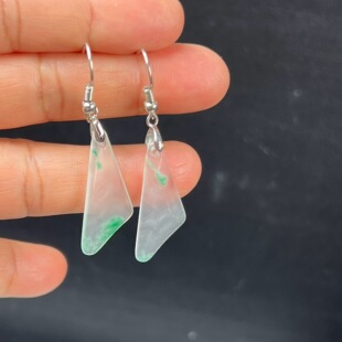 纯天然真玉耳环高冰飘翠绿色非洲翠玉玉石耳坠耳环独龙玉正品送礼