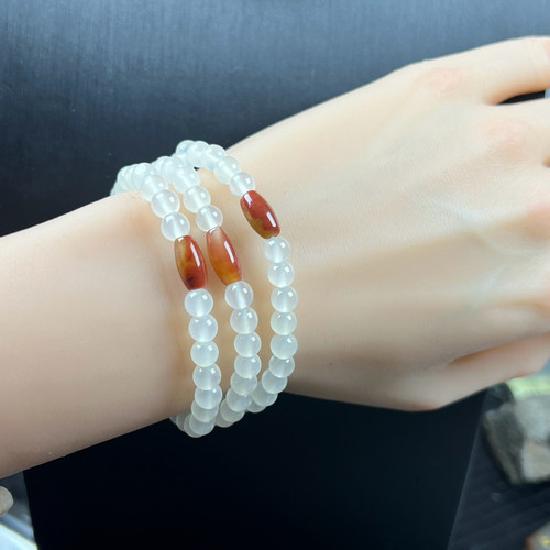 瑞皇翠 天然玉石精品珠宝云南黄龙玉白冰佛珠手串手饰6mm路路通