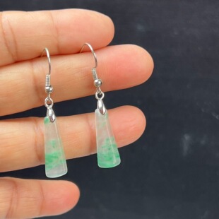 纯天然真玉耳环高冰飘翠绿色非洲翠玉玉石耳坠耳环独龙玉正品送礼