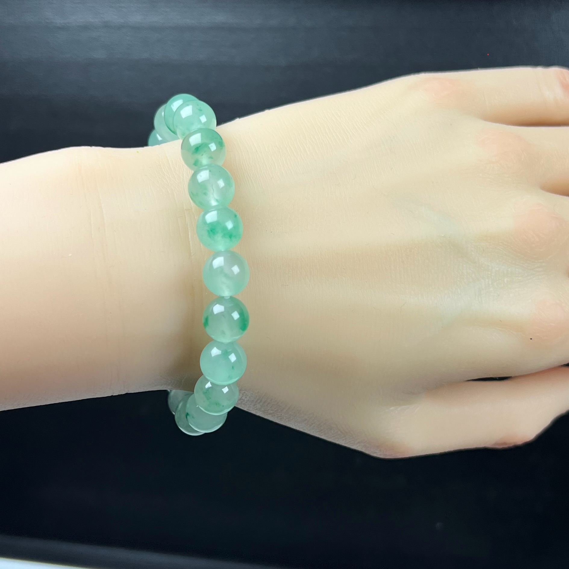 天然玉石精品珠宝高冰飘翠绿色非洲翠玉佛珠9mm手串手链手饰正宗