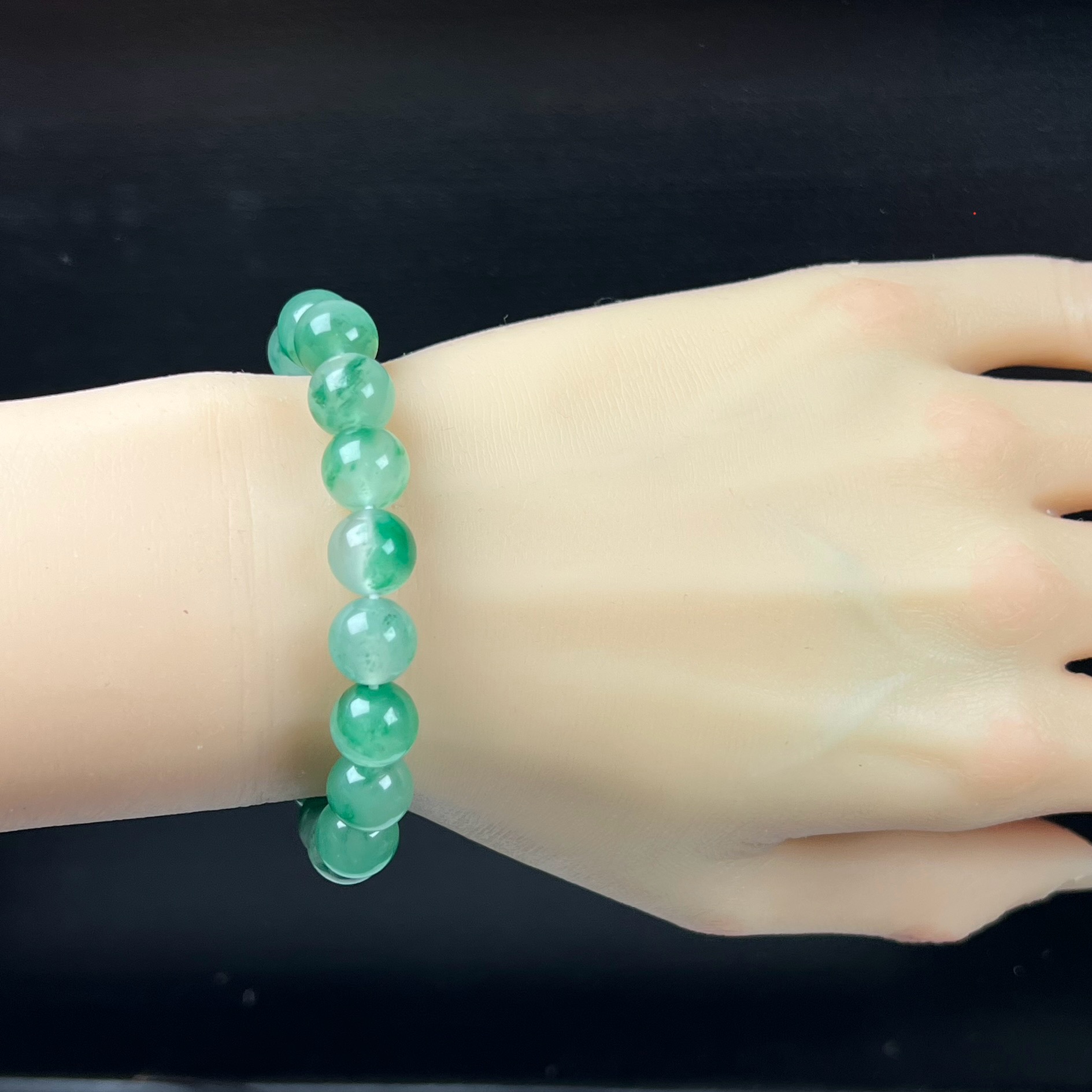 天然玉石精品高冰飘翠绿色非洲翠玉佛珠10mm玉石手串手链正品送礼