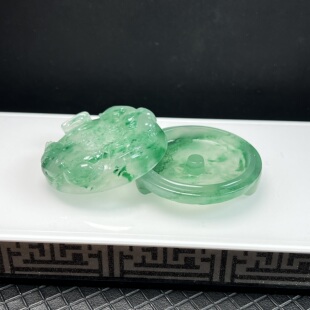 天然玉石精品珠宝高冰飘翠绿色非洲翠玉香炉摆件正品 新款