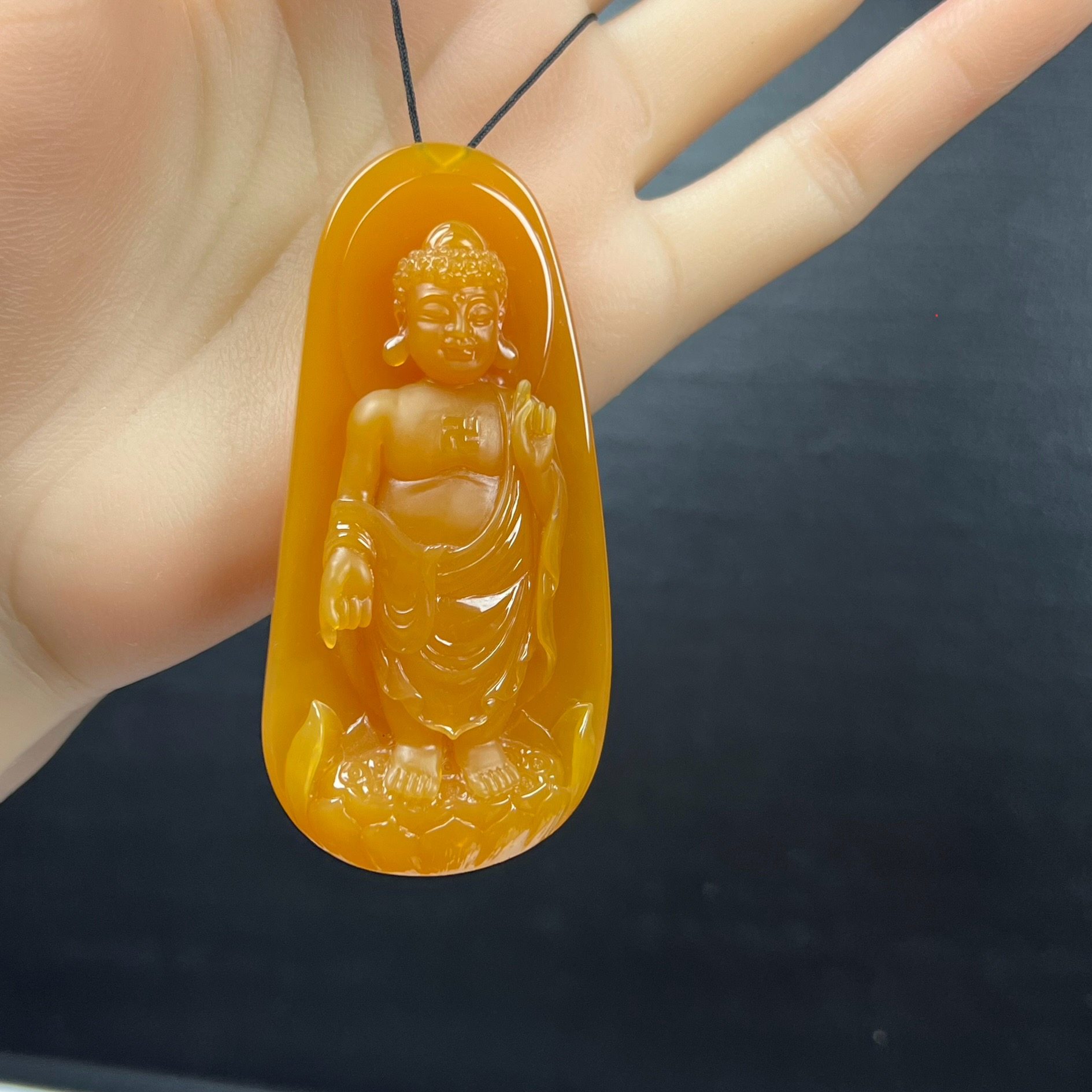 纯天然玉石缅料黄龙玉精品珠宝帝王黄佛祖吊坠阿弥陀佛玉坠证书