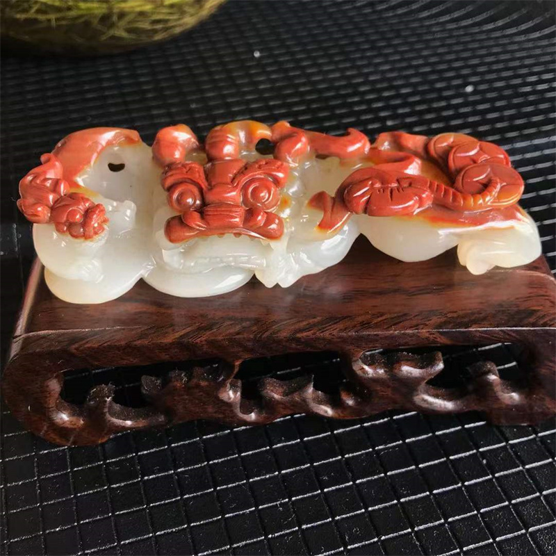 瑞皇翠正宗天然玉石云南黄龙玉金沙料貔貅前台摆件皮休辈子发财证