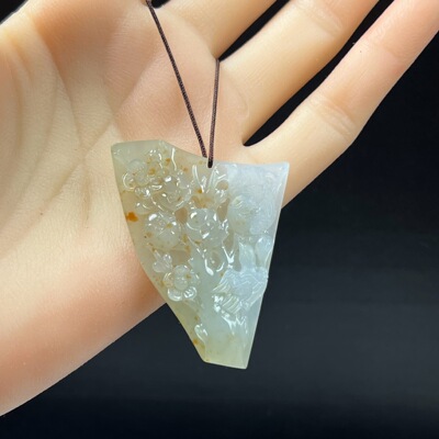 天然玉石缅甸翡翠玉黄翡满天星喜上眉梢吊坠相亲相爱玉坠证书