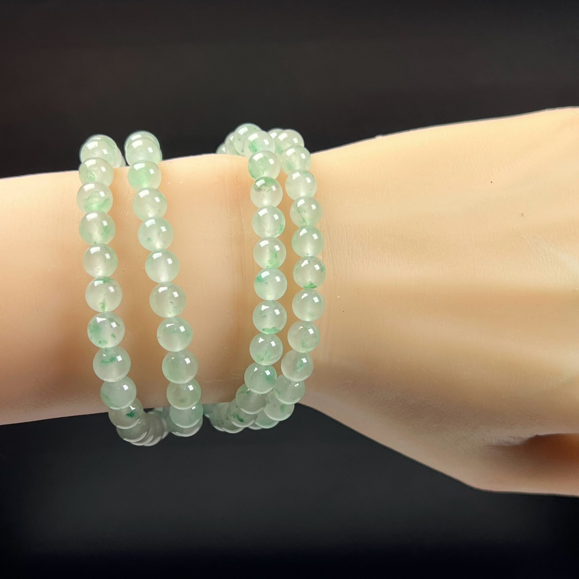 纯天然玉石高冰飘翠绿色非洲翠玉佛珠7mm手串手链项链毛衣链送礼
