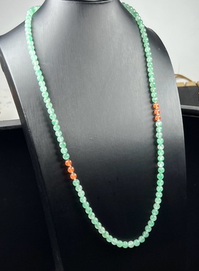 纯天然玉石高冰飘翠绿色非洲翠玉108颗佛珠7mm项链毛衣链正品长款