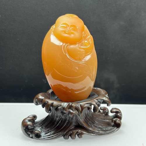 瑞皇翠 天然玉石云南黄龙玉精品珠宝元宝童子手玩件小摆件带证书