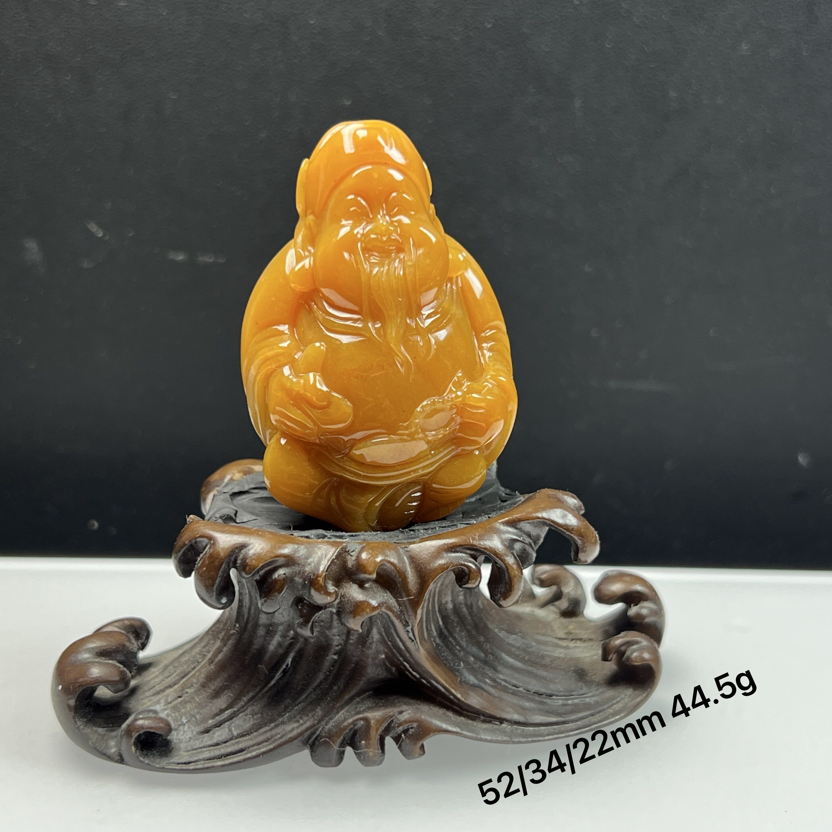 天然玉石缅料黄龙玉黄财神吊坠财神爷石英质玉毛衣链鸡油黄玉坠