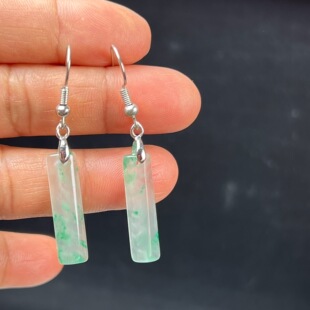 纯天然真玉耳环高冰飘翠绿色非洲翠玉玉石耳坠耳环独龙玉正品送礼