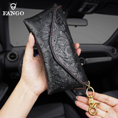 手工真皮眼镜盒男女便携抗压墨镜包头层牛皮太阳镜收纳盒挂脖头潮