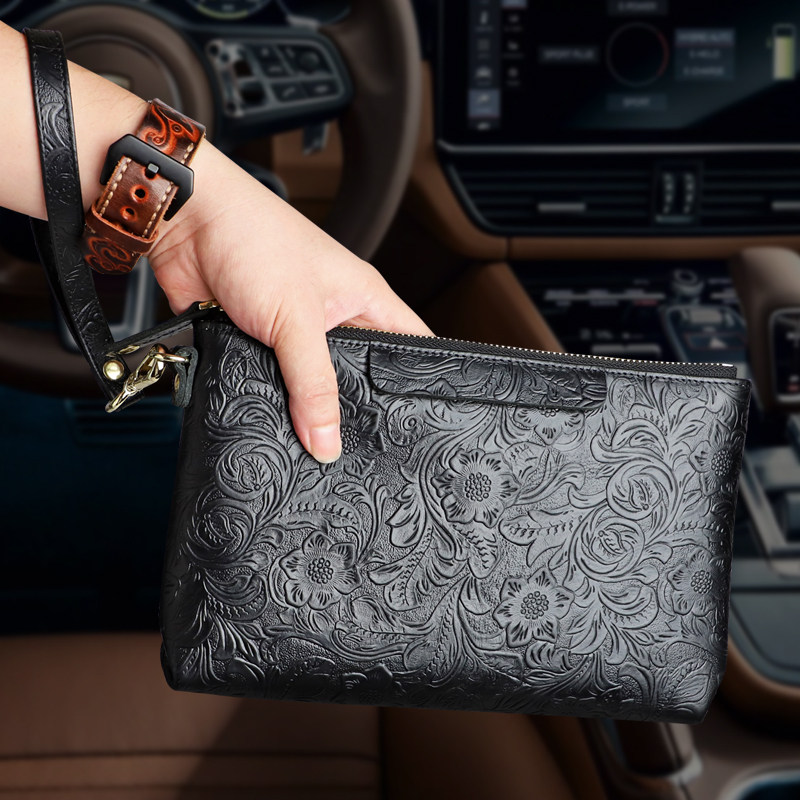 手工头层牛皮男包中国风手包男真皮休闲手抓包男士复古手拿信封包