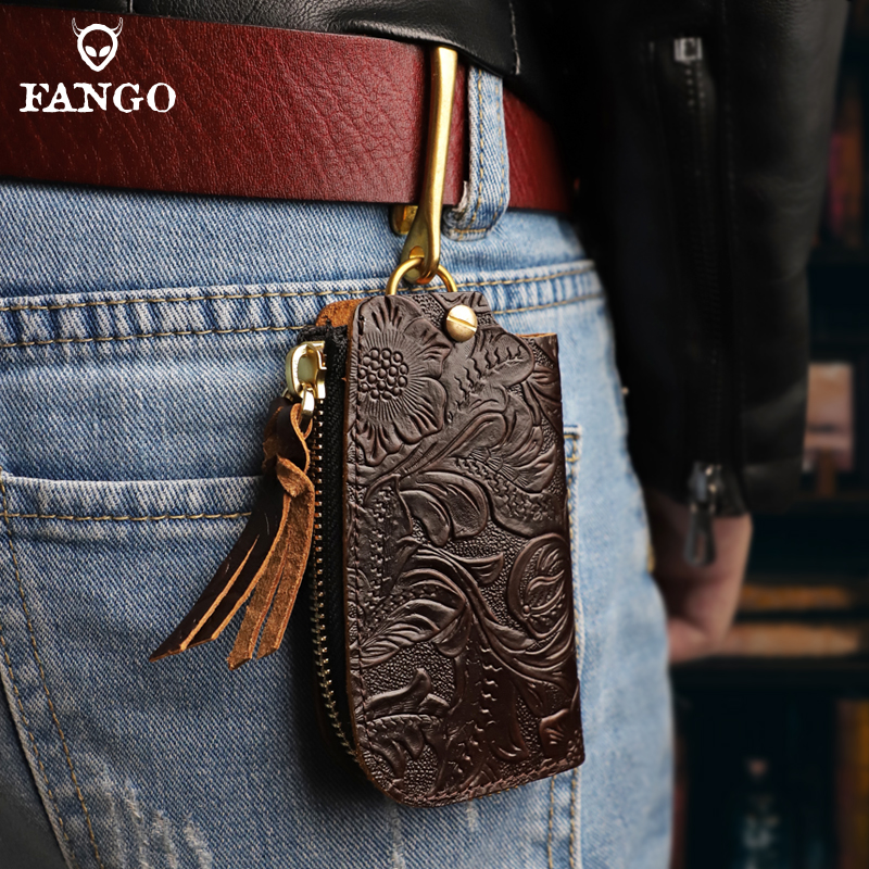 真皮汽车钥匙包男女头层牛皮汽车遥控通用钥匙扣腰挂锁家用钥匙套