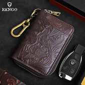 手工真皮钥匙包男大容量防盗刷头层牛皮腰挂汽车钥匙包零钱卡包潮