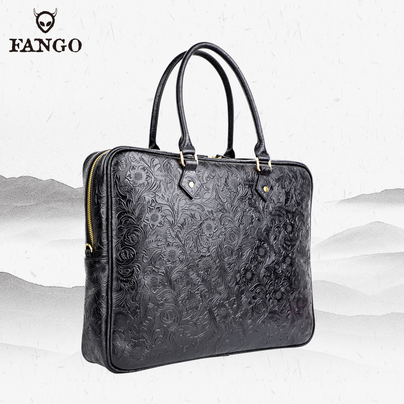 手工真皮男士手提包手拿包头层牛皮商务电脑公文包大容量斜跨包潮