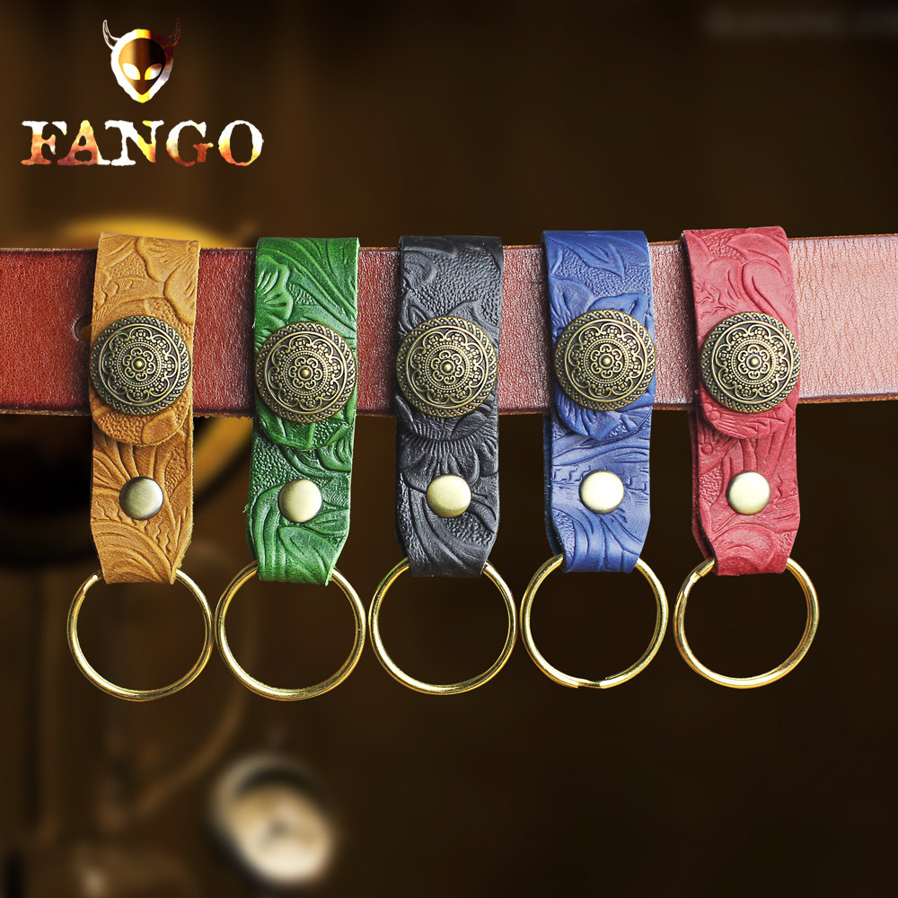 手工钥匙扣腰挂男士复古汽车金属女简约钥匙圈创意皮带式礼品包邮