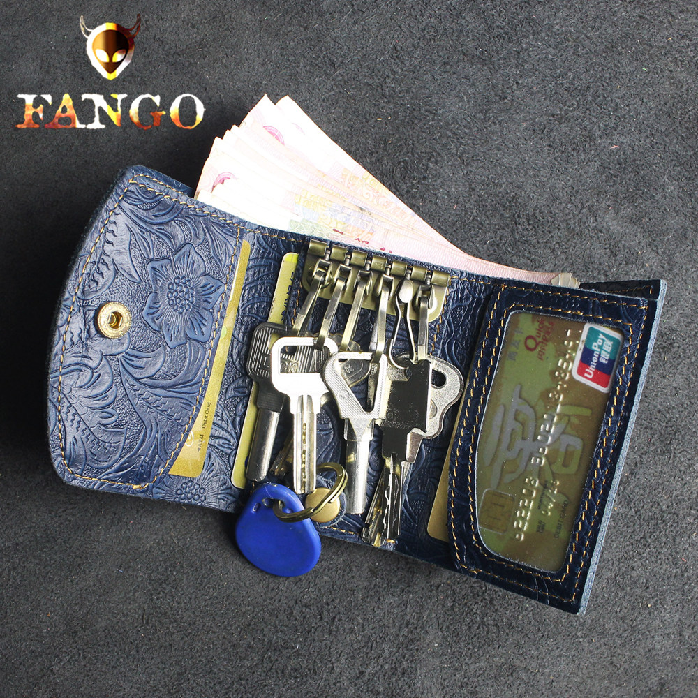 手工钥匙包男女牛皮大容量真皮钱包锁匙包复古多功能卡包零钱包潮