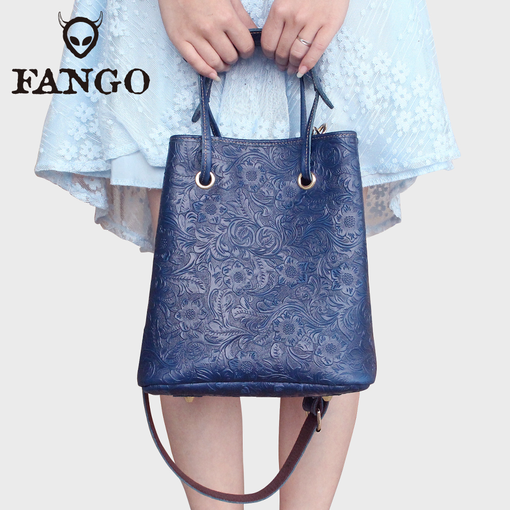 原创手工真皮水桶包头层牛皮女士